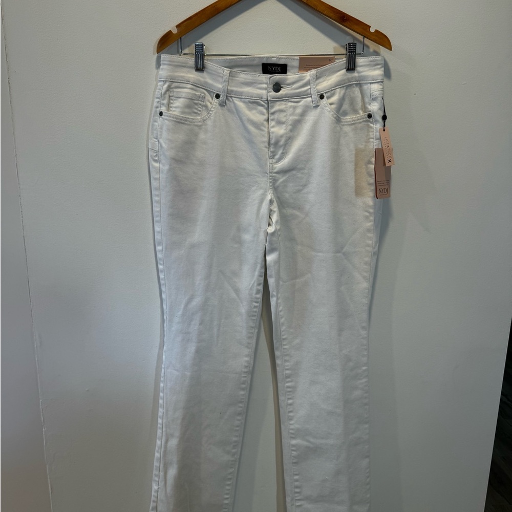 NYDJ Women's Straight Leg White Jeans